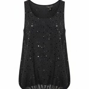 connected apparel Black Sequin Scoop Neck Tank